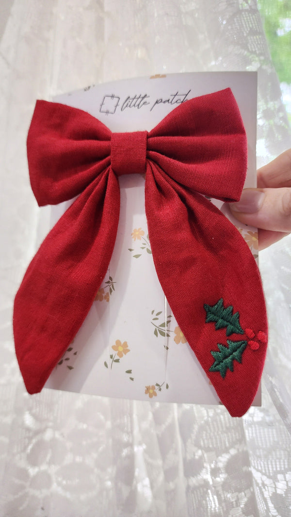 Christmas Embroidered Bows