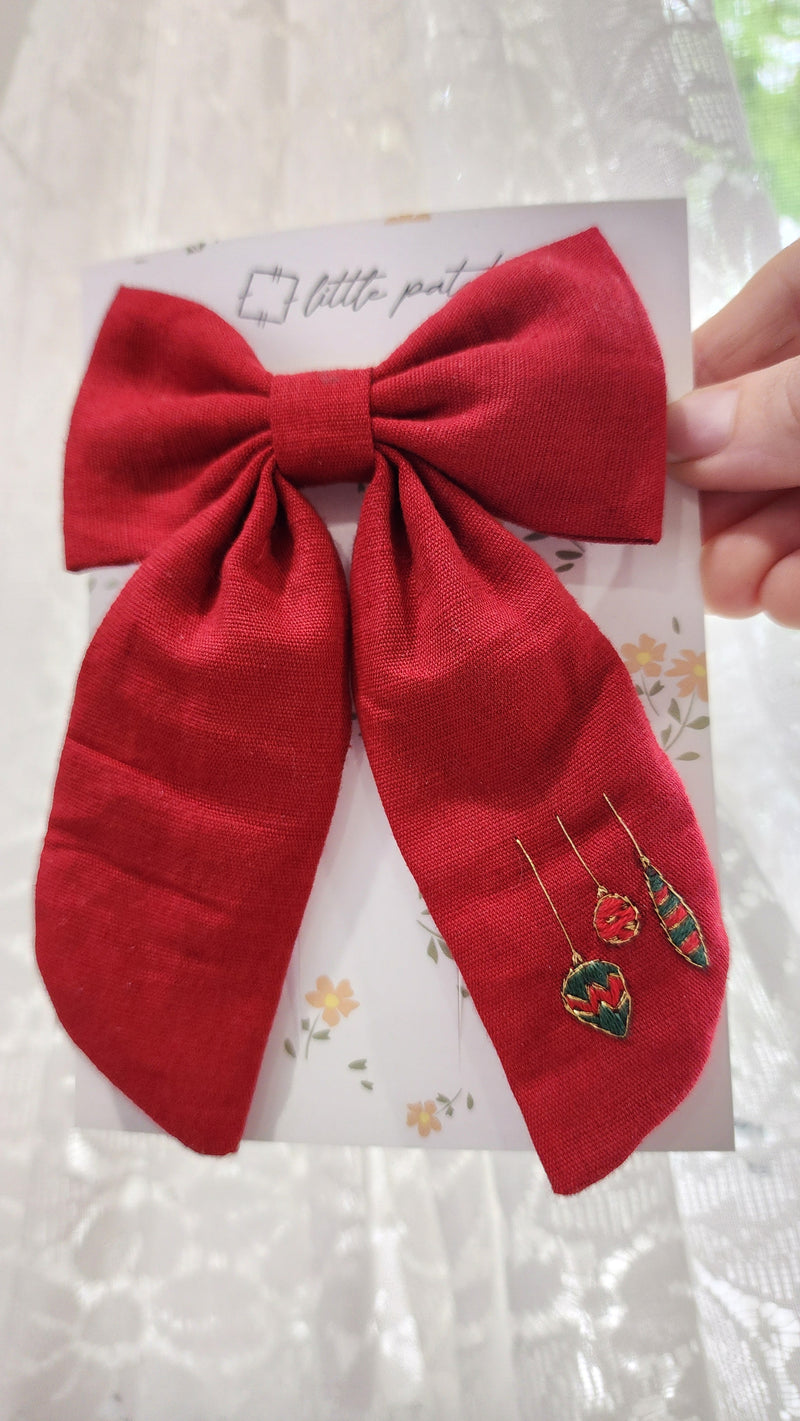 Christmas Embroidered Bows